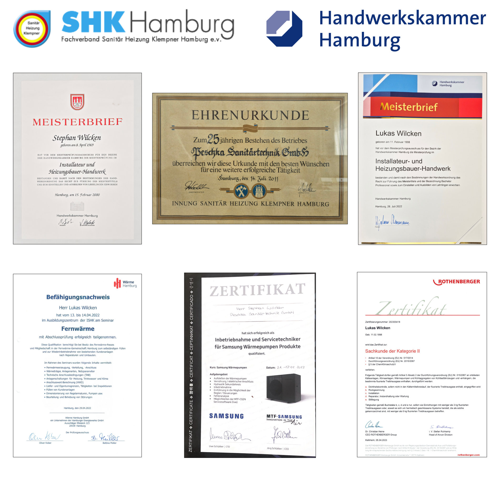 Zertifikate, Auszeichnungen und Mitgliedschaften